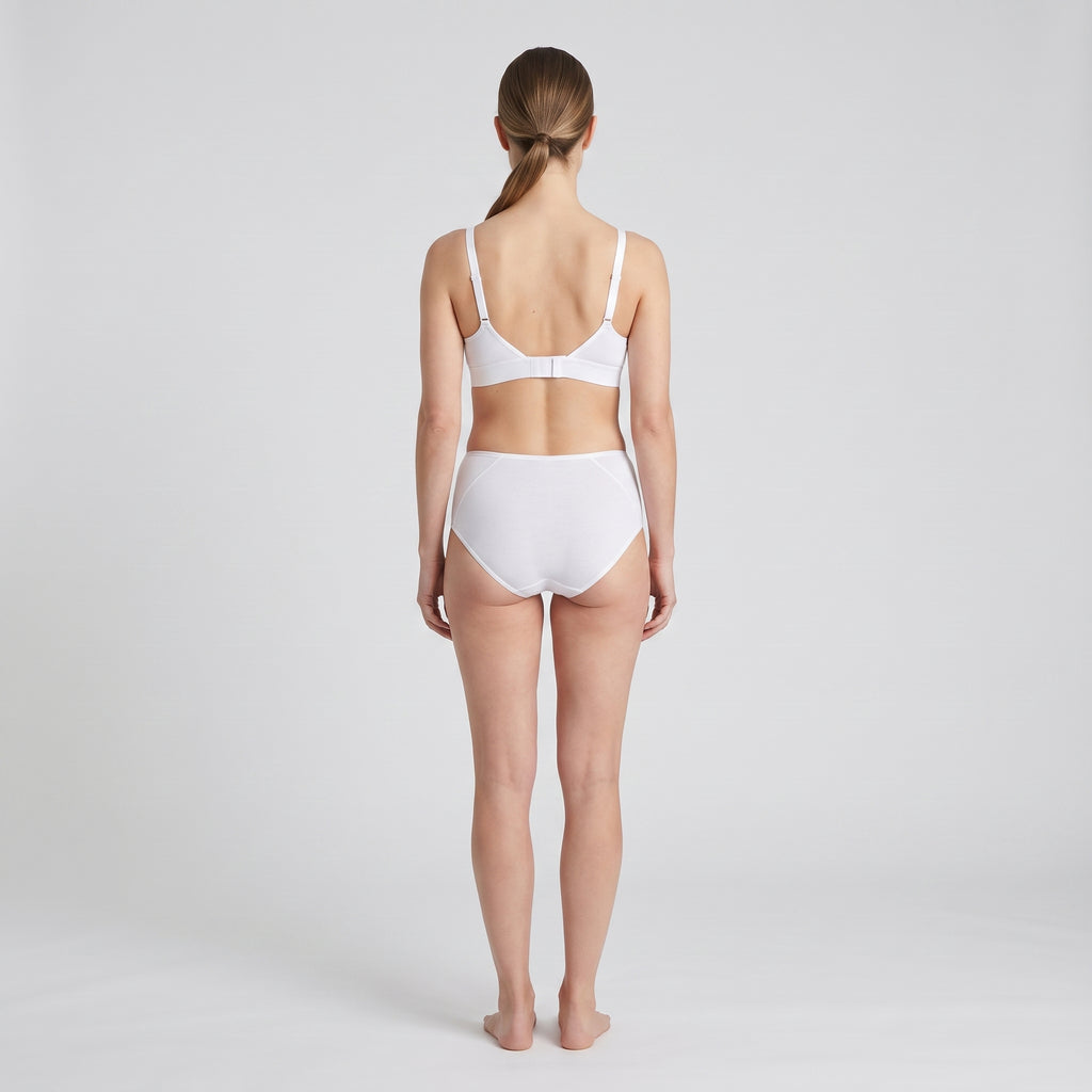 Plain Cotton Triangle Bra, worn, back view, second colourway