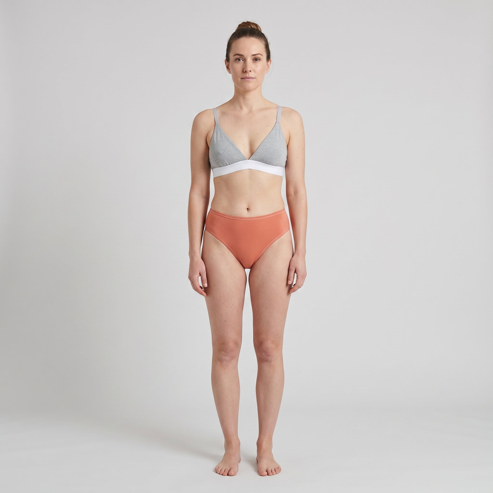 Plain Cotton Triangle Bra, worn, front view