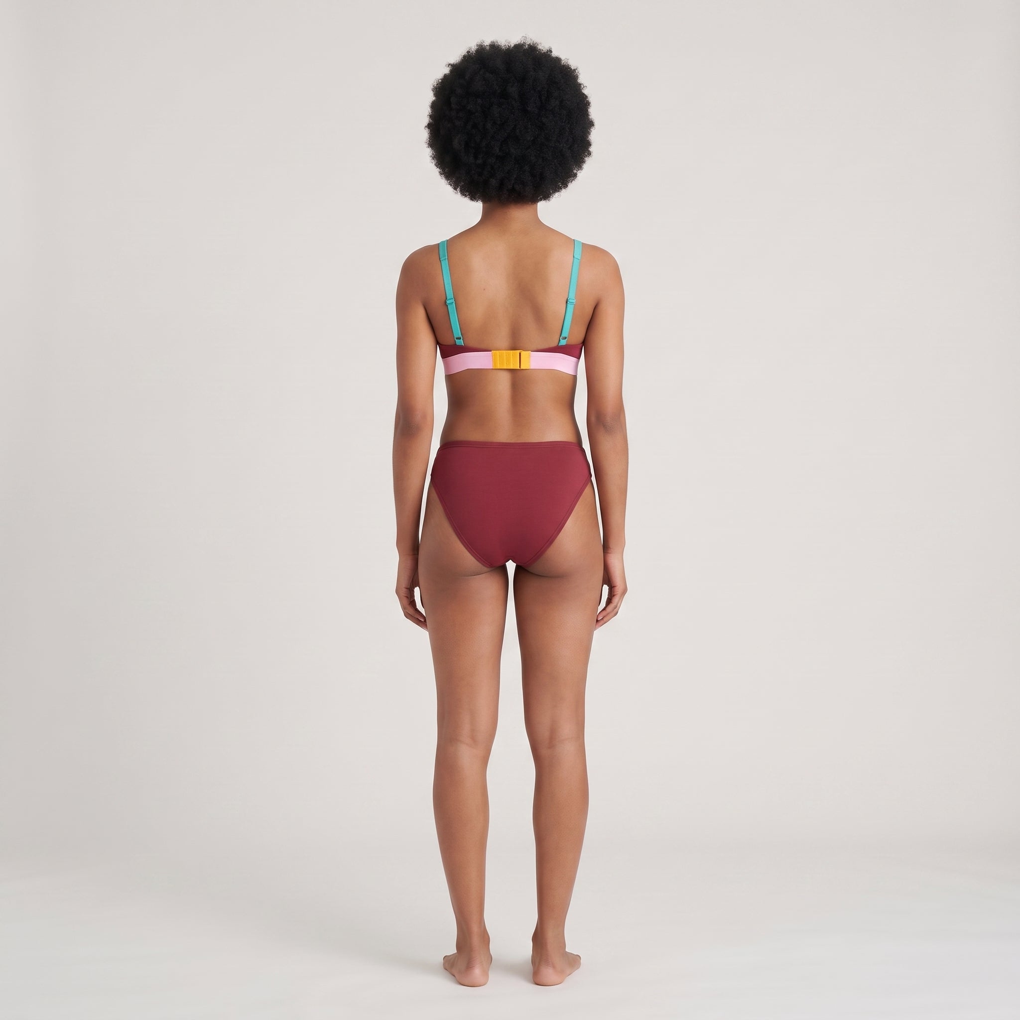 Plain Cotton Triangle Bra | Multicolor, worn, back view