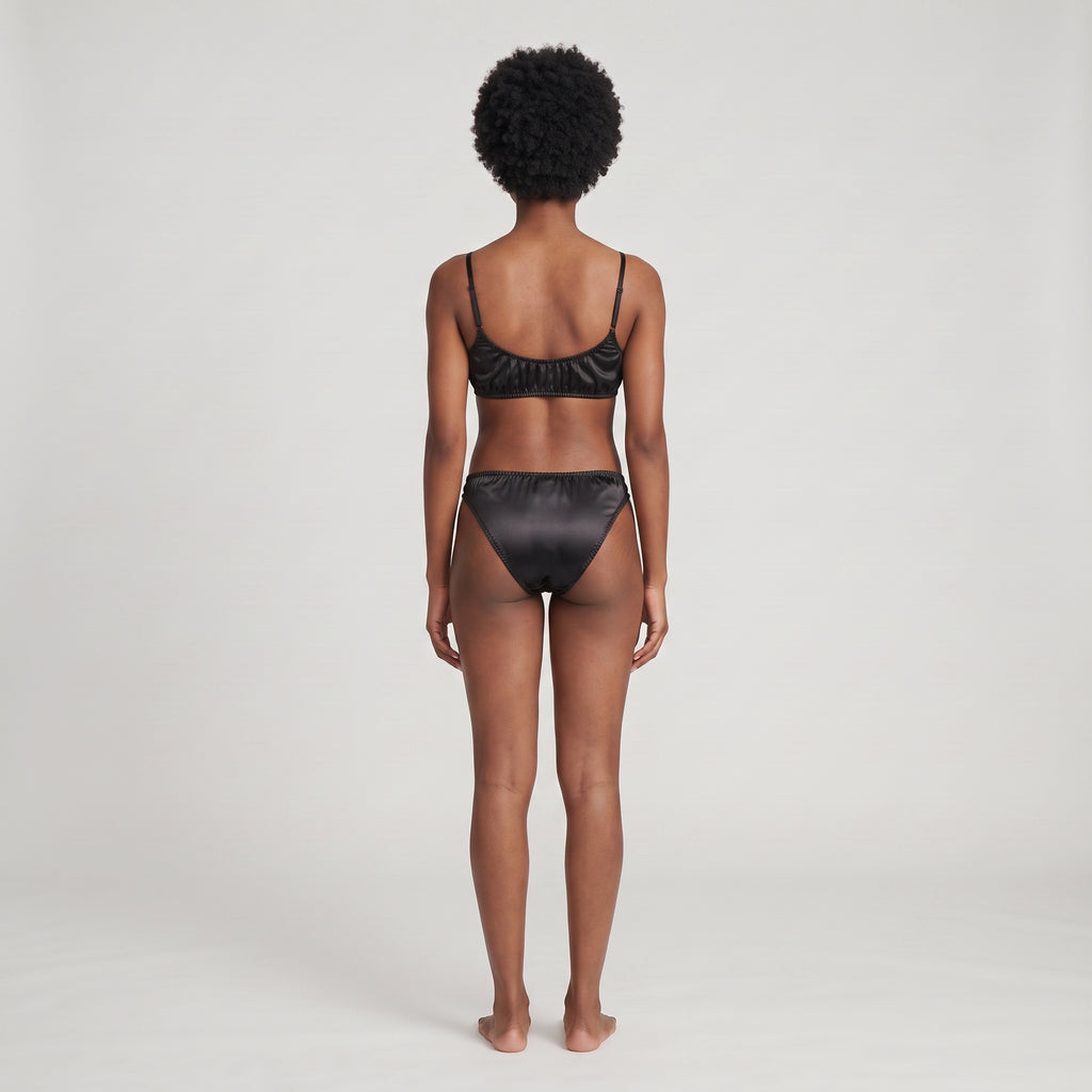 Plain Plant-Based Silk Bralette, worn, back view