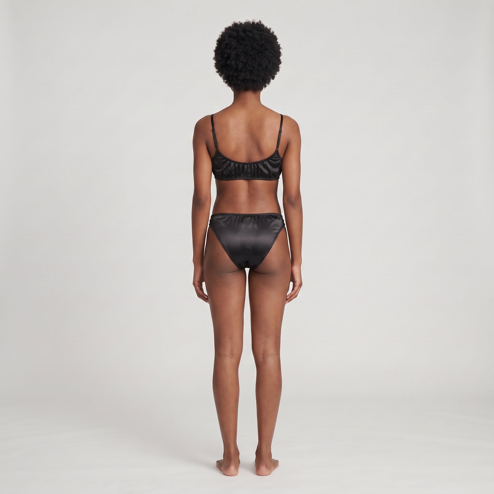 Plain Plant-Based Silk Bralette, worn, back view