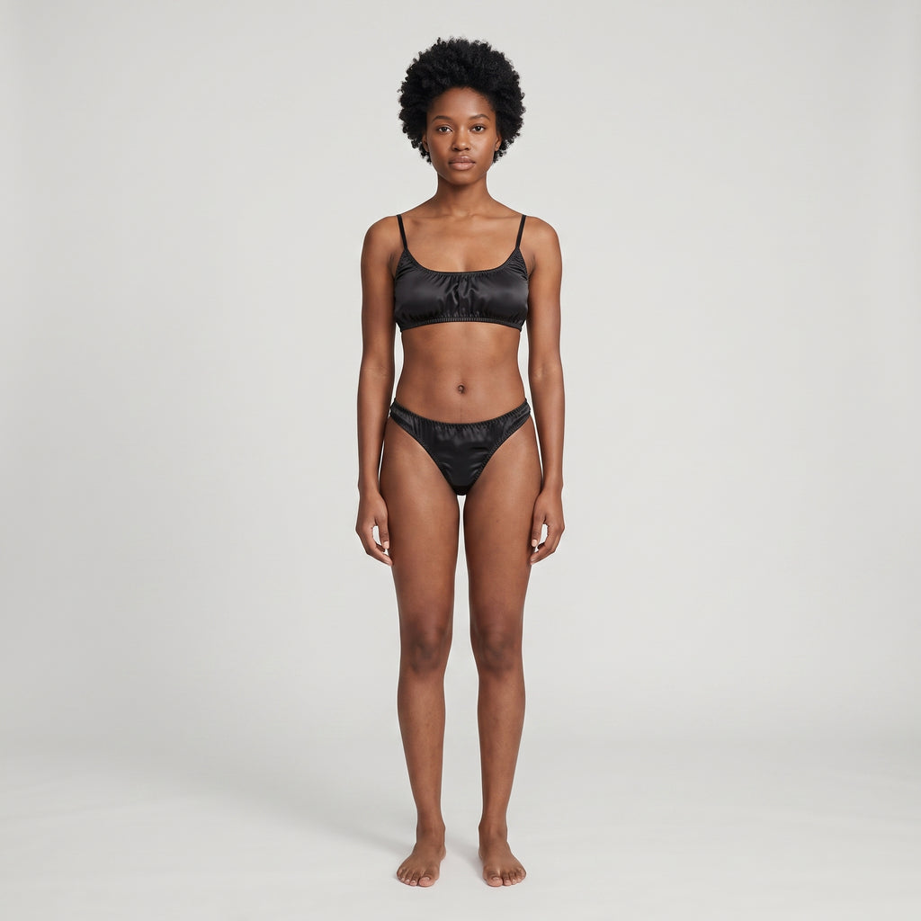Plain Plant-Based Silk Bralette, worn, front view