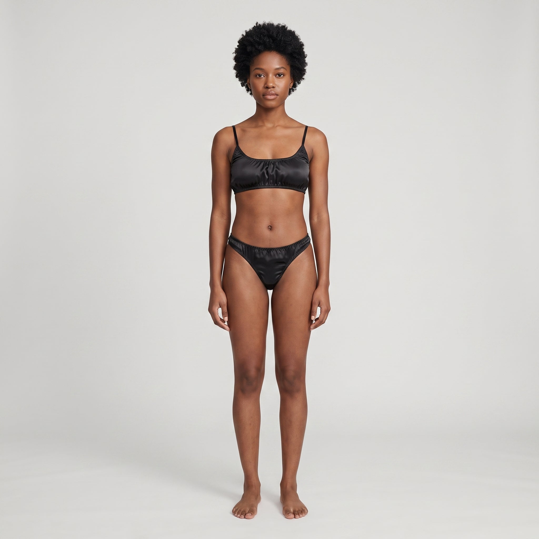Plain Plant-Based Silk Bralette, worn, front view