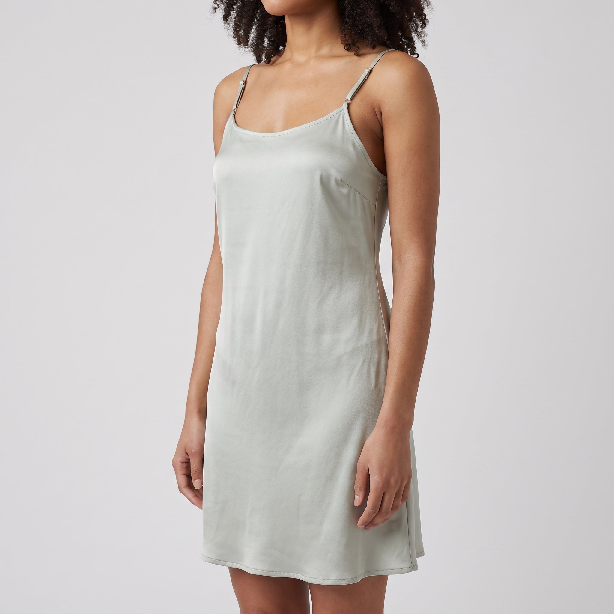 Plain Plant-Based Silk Nightdress, worn, close-up