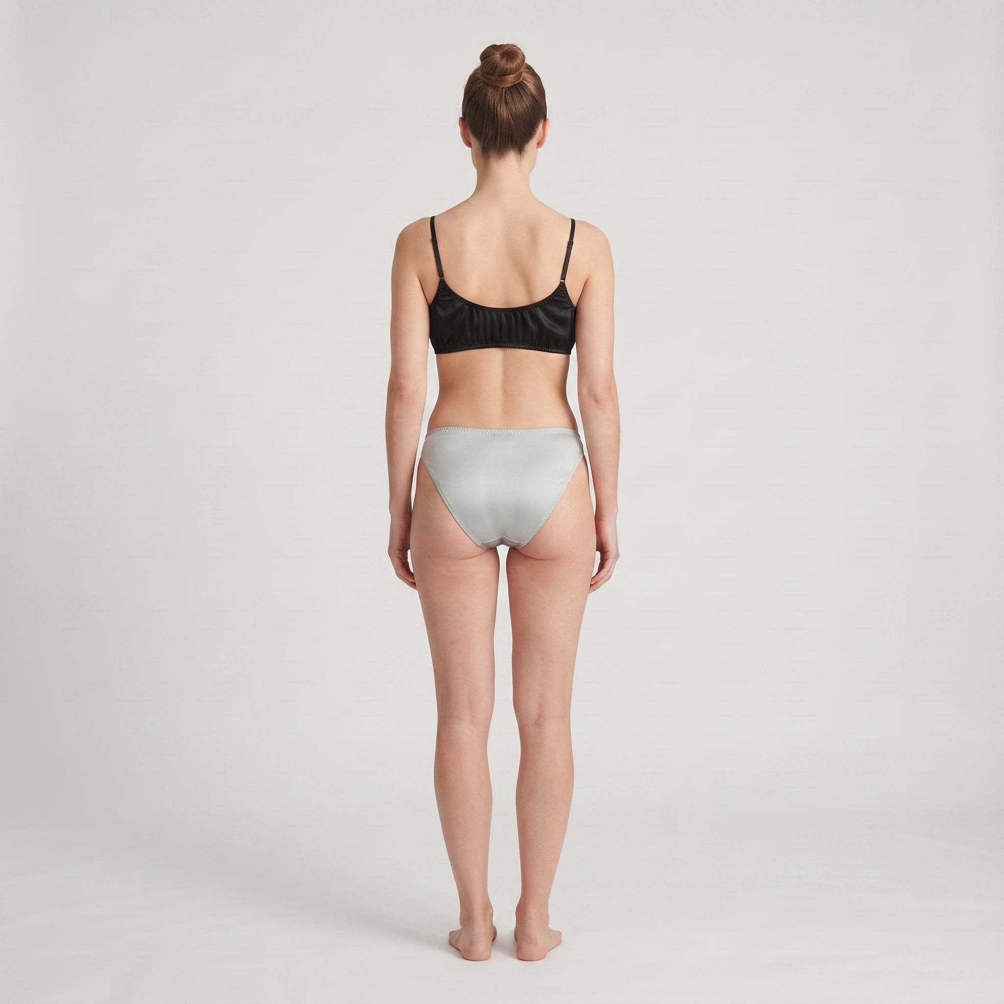 Plain Plant-Based Silk Thong, worn, back view, second colourway