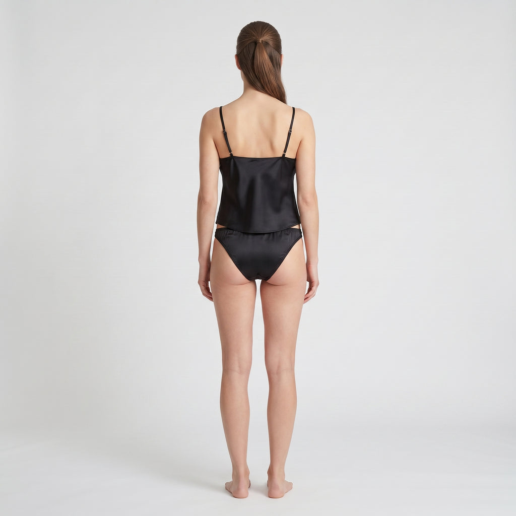 Plain Plant-Based Silk Thong, worn, back view