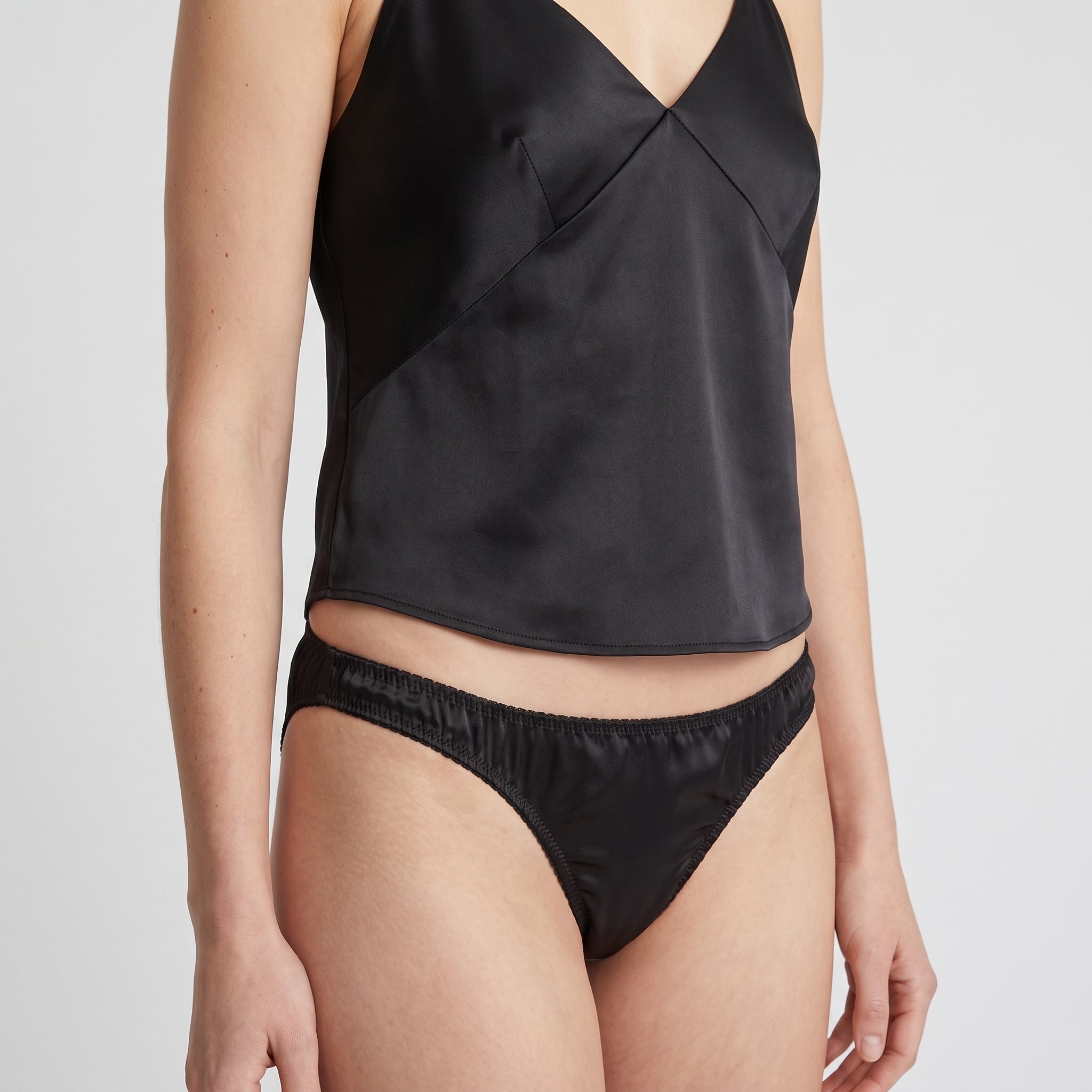 Plain Plant-Based Silk Thong, worn, close-up