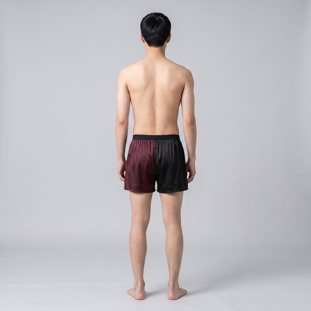 Plain Plant-Based Silk Unisex Boxer, worn, back view
