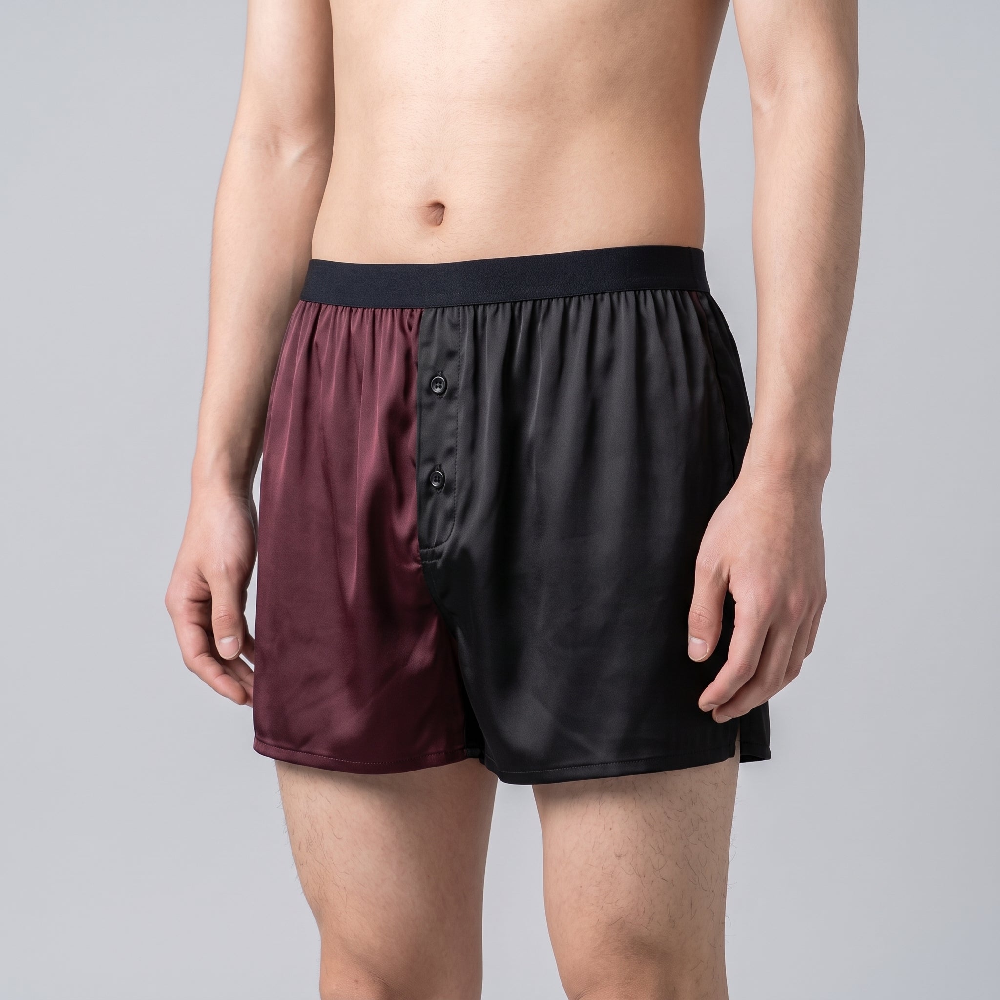 Plain Plant-Based Silk Unisex Boxer, worn, close-up