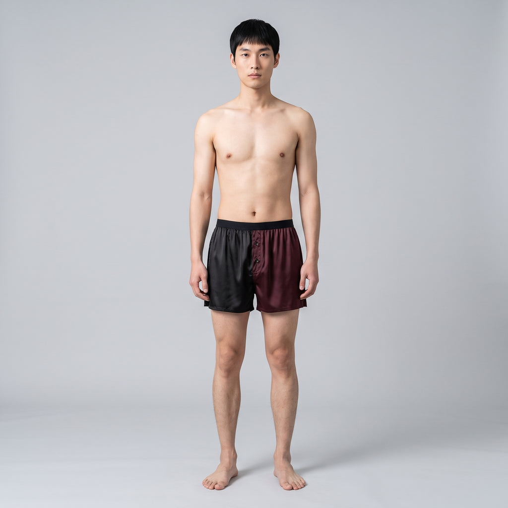Plain Plant-Based Silk Unisex Boxer, worn, front view