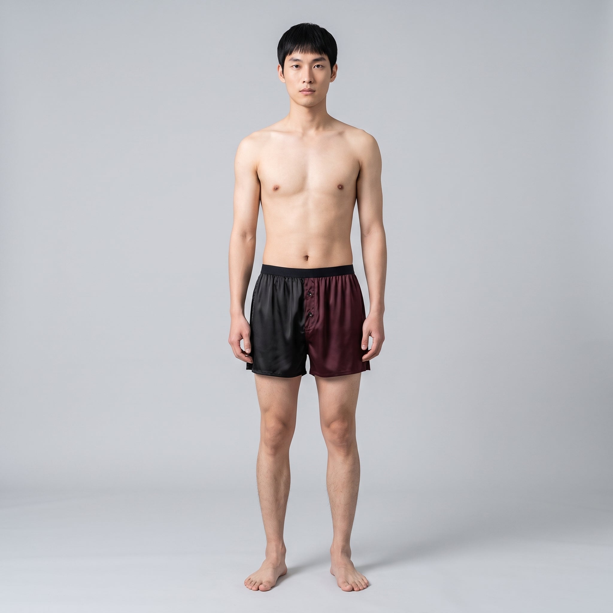Plain Plant-Based Silk Unisex Boxer, worn, front view