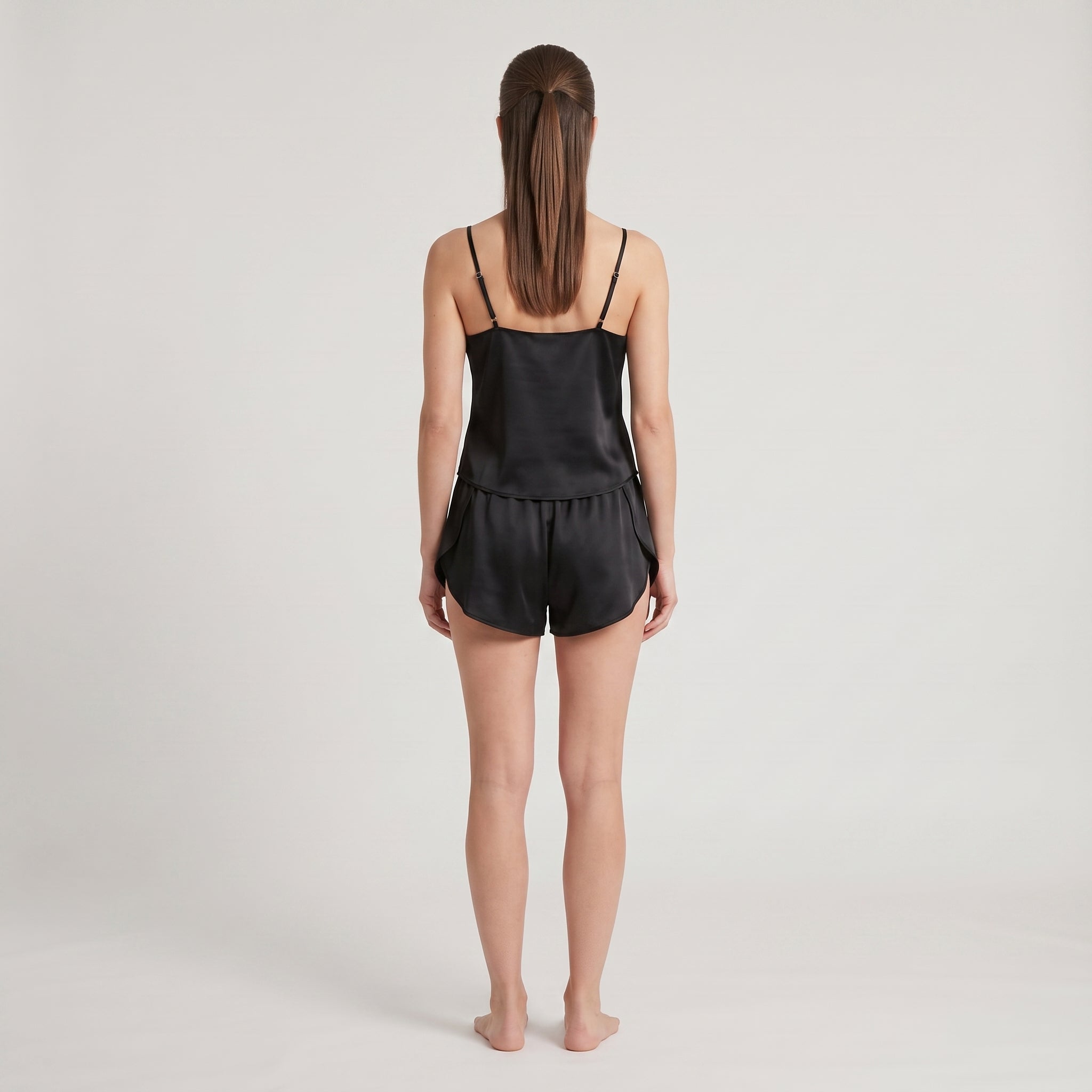 Plant-Based Silk Shorts, worn, back view