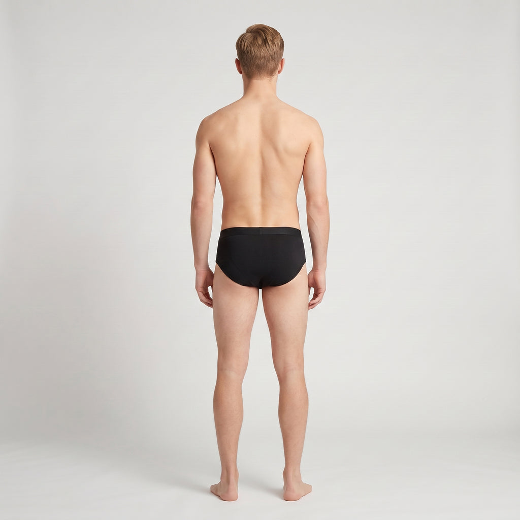 Seamed Cotton Brief, worn, back view