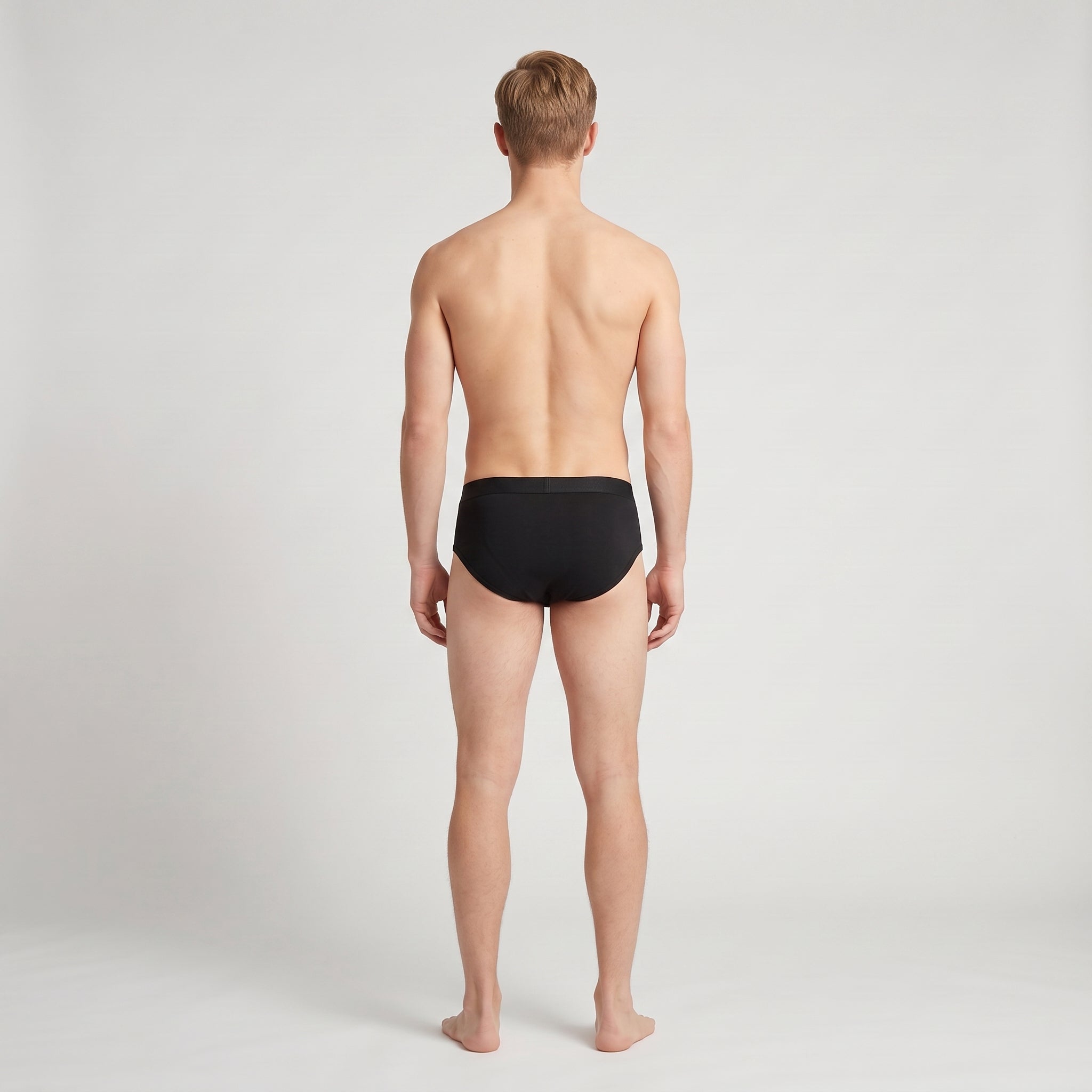Seamed Cotton Brief, worn, back view
