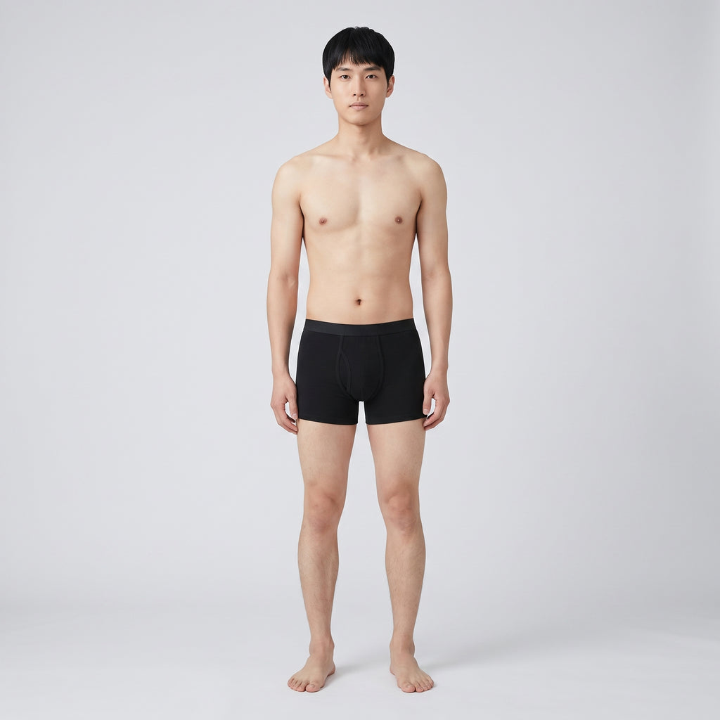 Seamed Cotton Trunk, worn, front view
