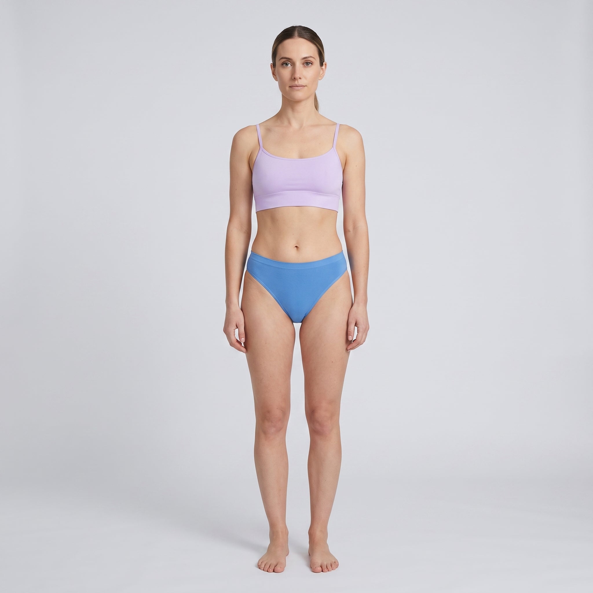 Straight-Neck Bra Top | 2-Pack, worn, front view, second colourway