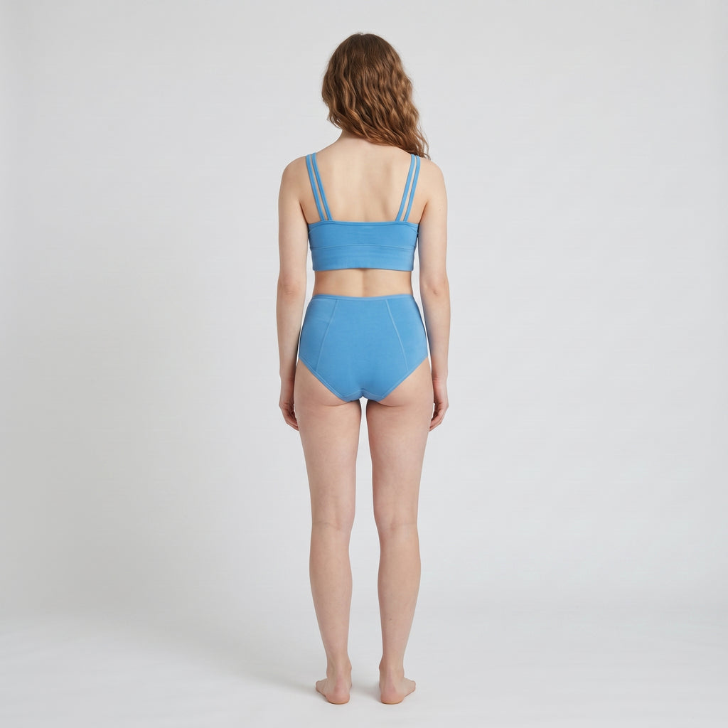 Straight-Neck Bra Top, worn, back view, second colourway