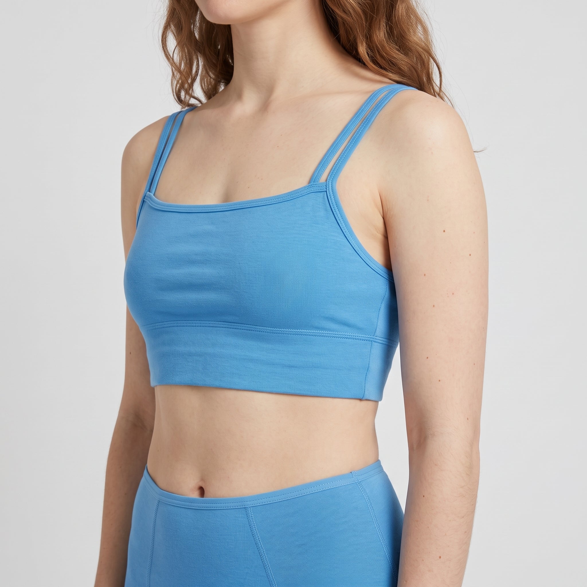 Straight-Neck Bra Top, worn, close-up, second colourway