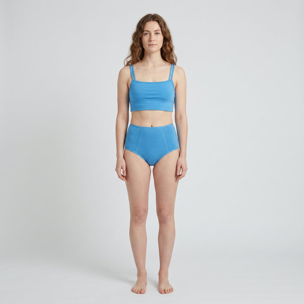 Straight-Neck Bra Top, worn, front view, second colourway