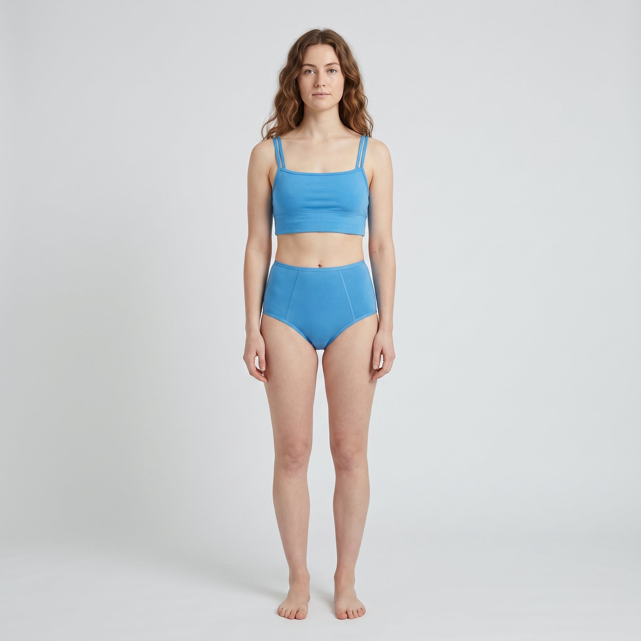 Straight-Neck Bra Top, worn, front view, second colourway