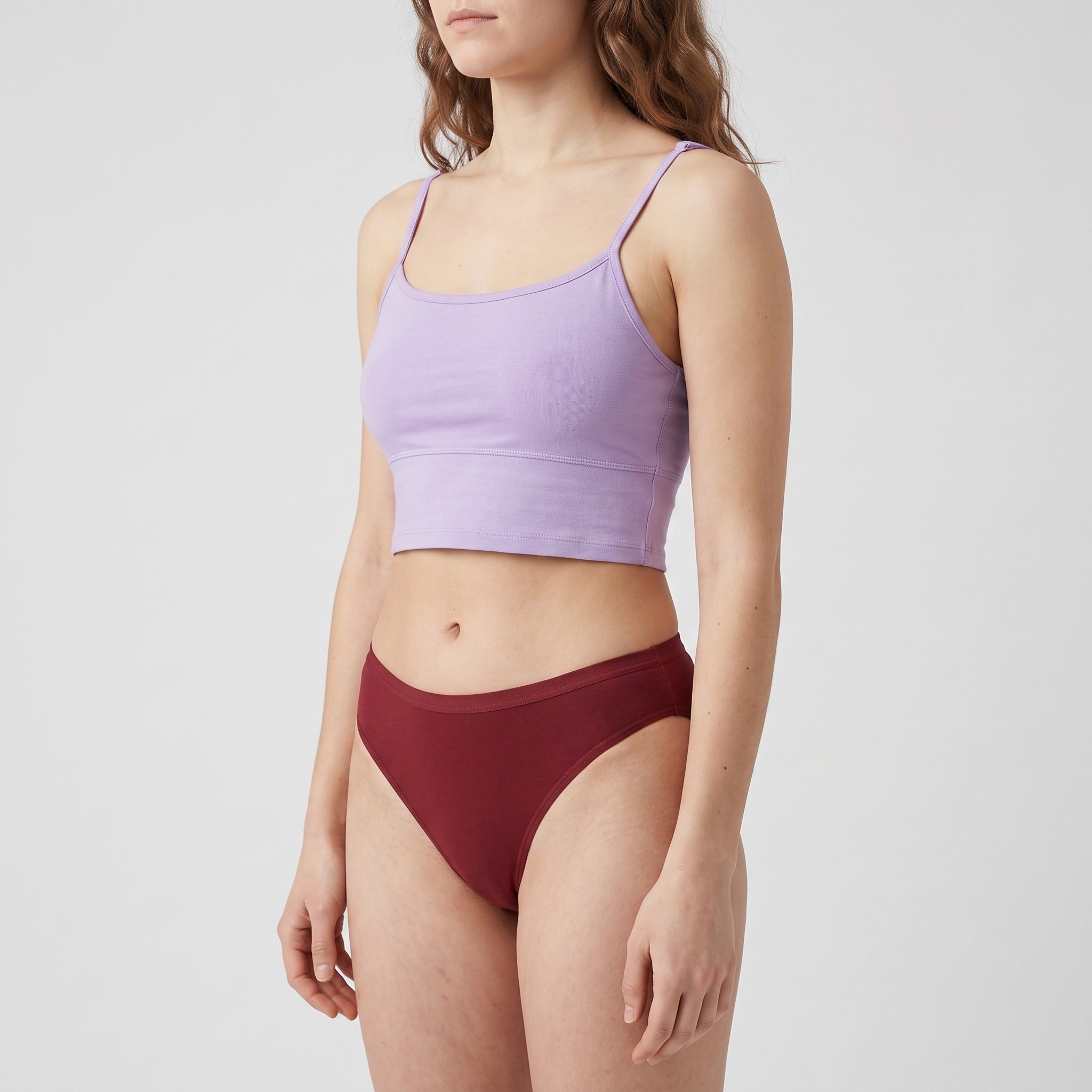 Straight-Neck Bra Top, worn, close-up