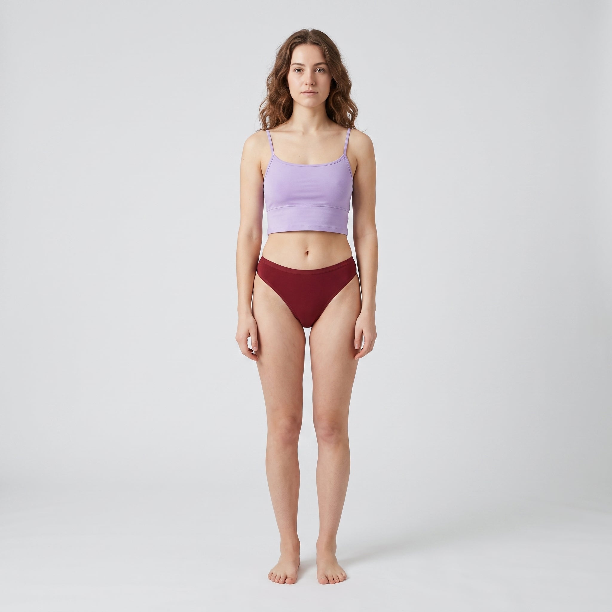 Straight-Neck Bra Top, worn, front view