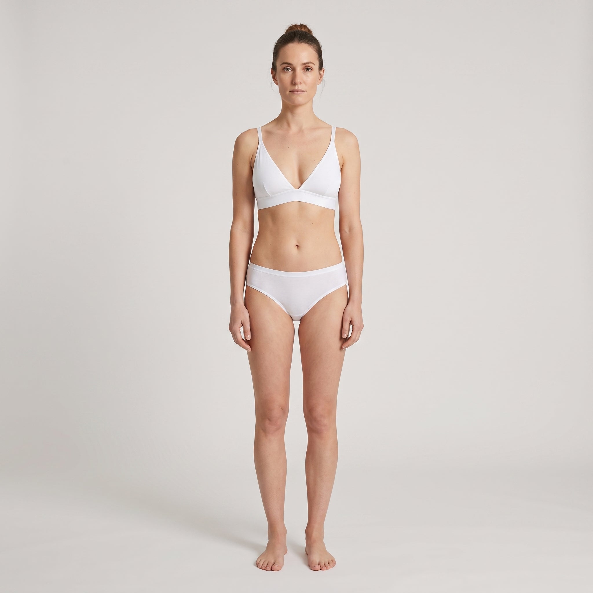 Triangle Bra + Bikini Brief Set, worn, front view, second colourway