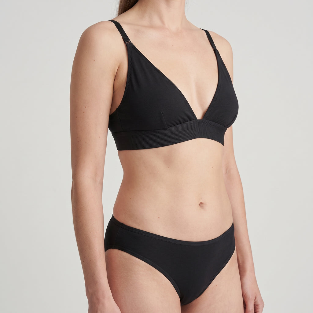 Triangle Bra + Bikini Brief Set, worn, close-up
