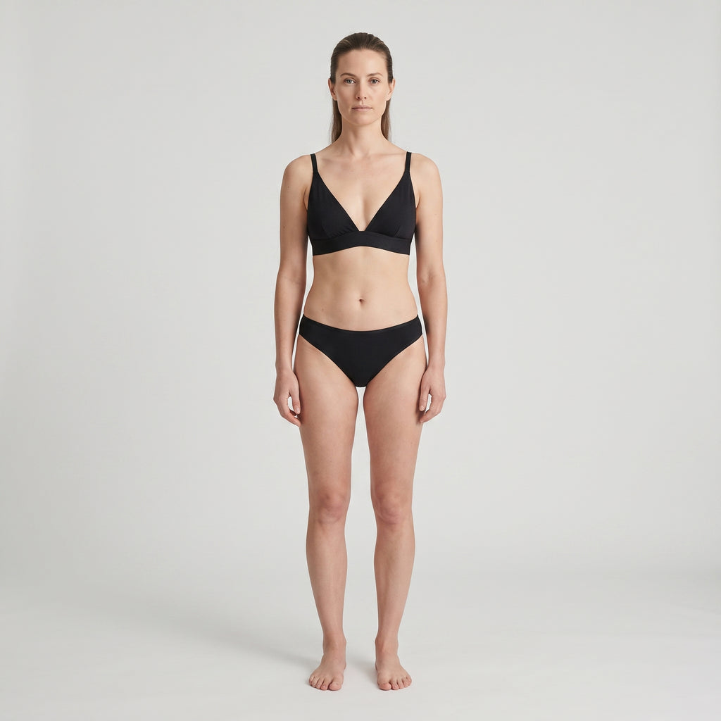 Triangle Bra + Bikini Brief Set, worn, front view