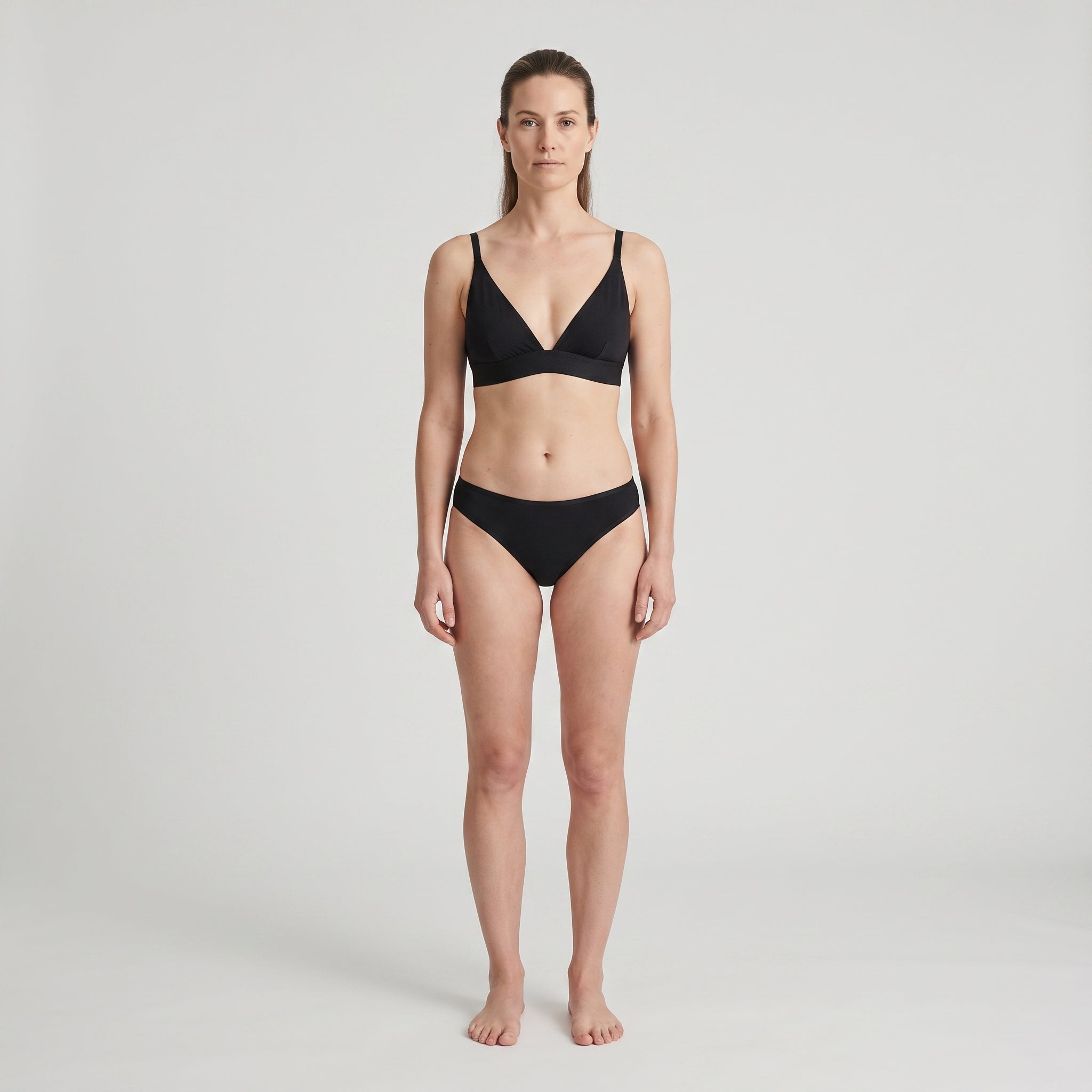 Triangle Bra + Bikini Brief Set, worn, front view
