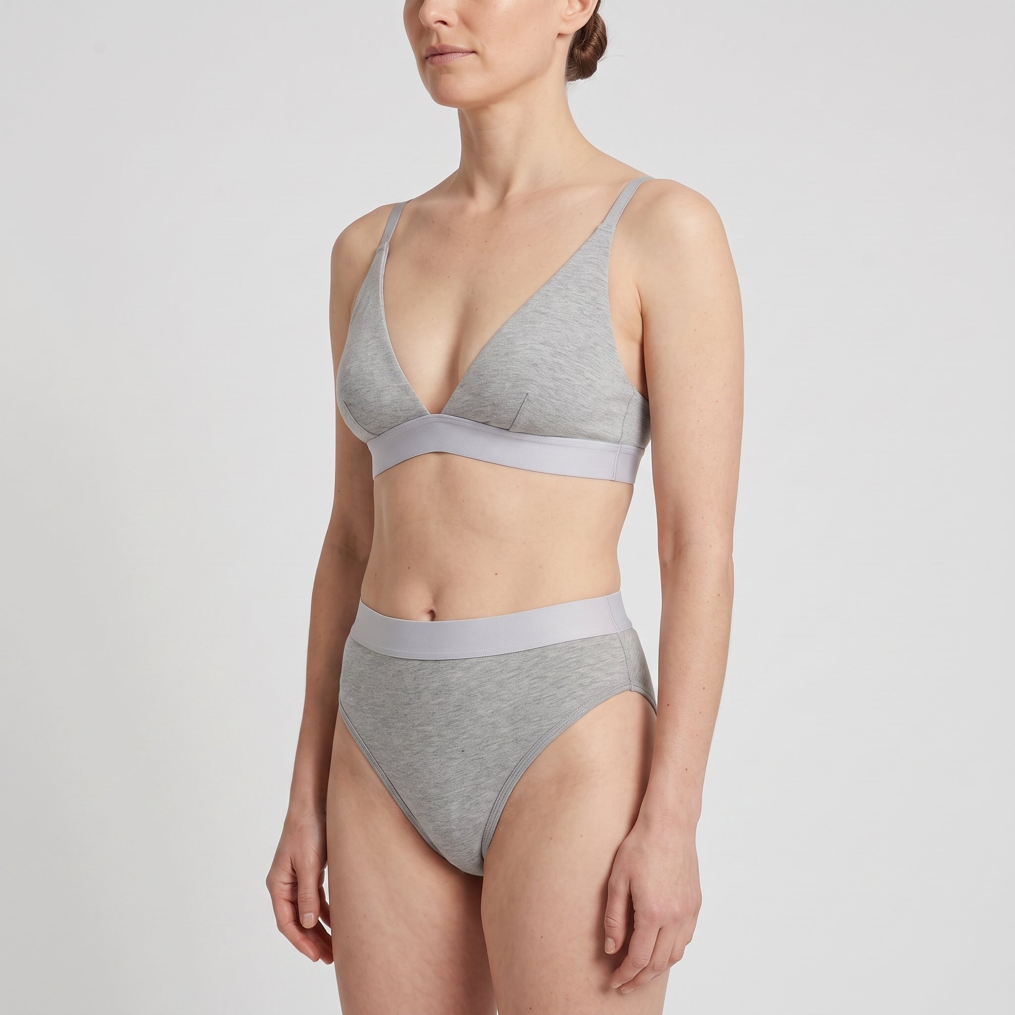 Triangle Bra + Elastic French Brief Set, worn, close-up, second colourway