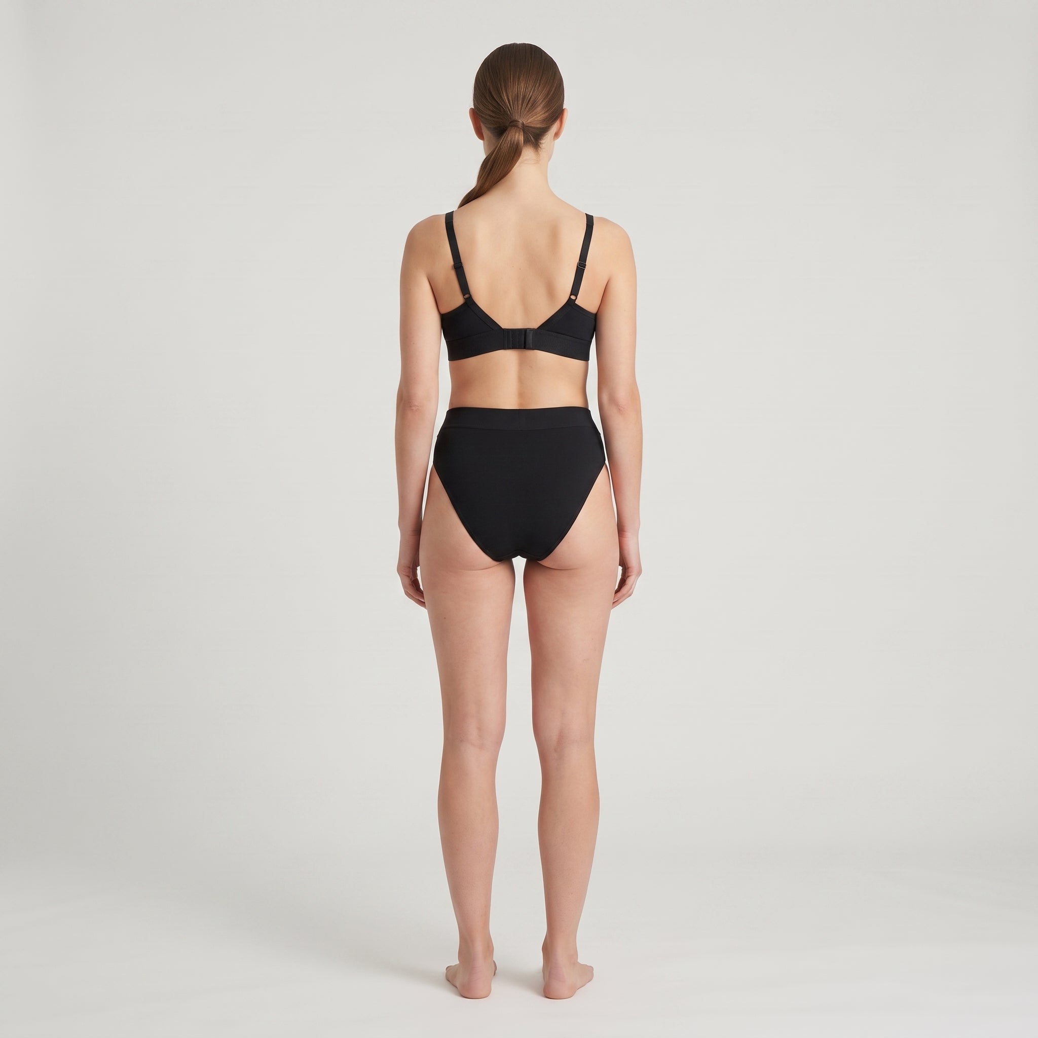 Triangle Bra + Elastic French Brief Set, worn, back view