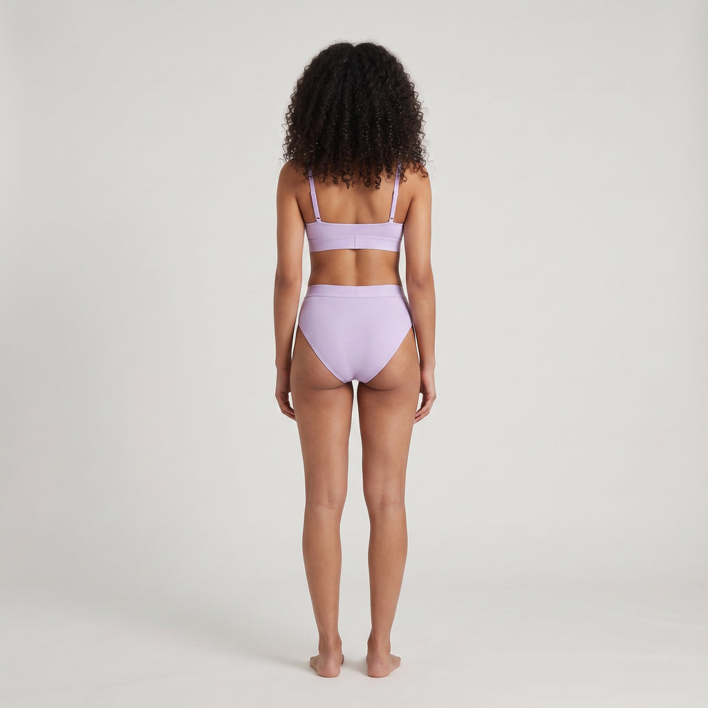 Triangle Bra + Elastic Thong Set, worn, back view, second colourway