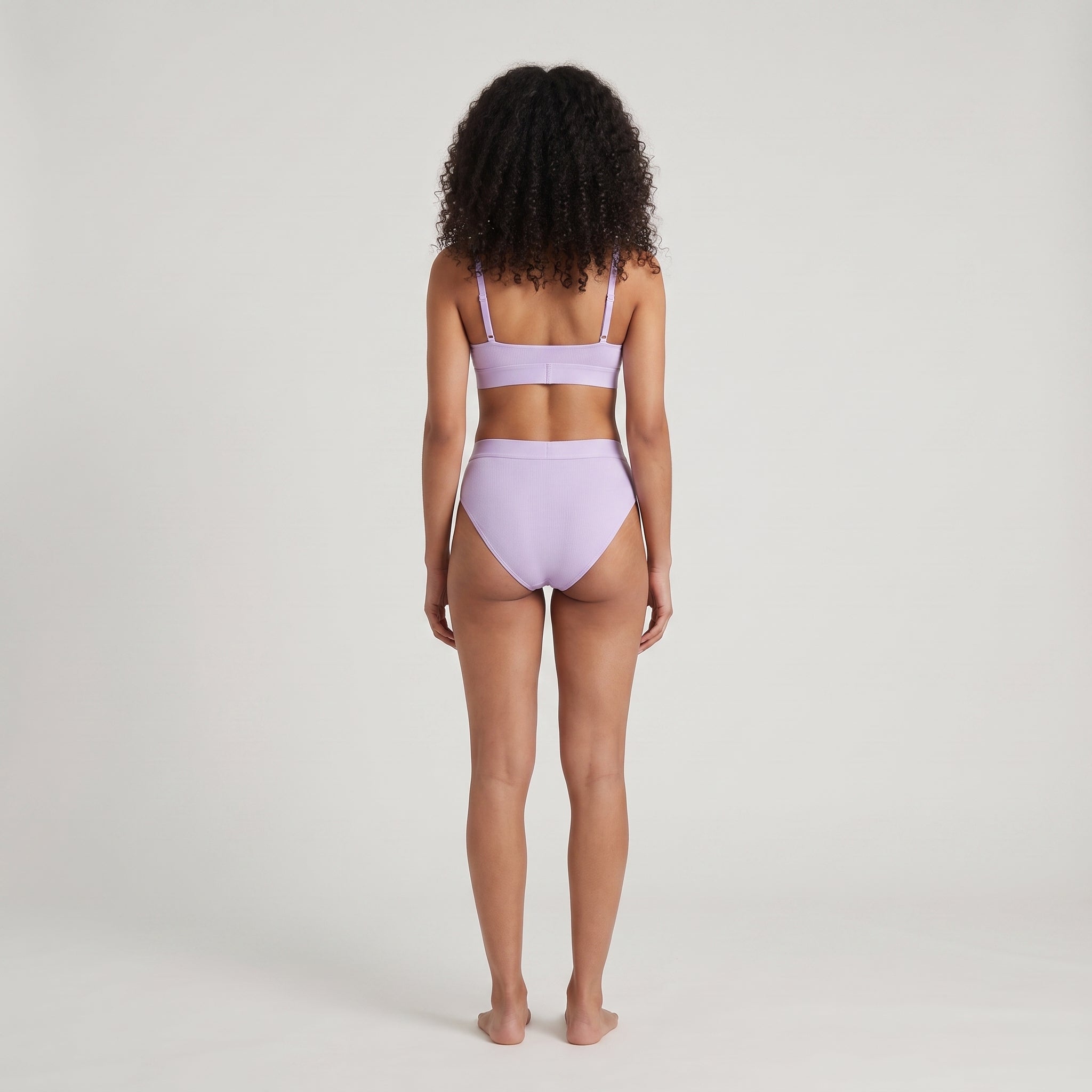 Triangle Bra + Elastic Thong Set, worn, back view, second colourway