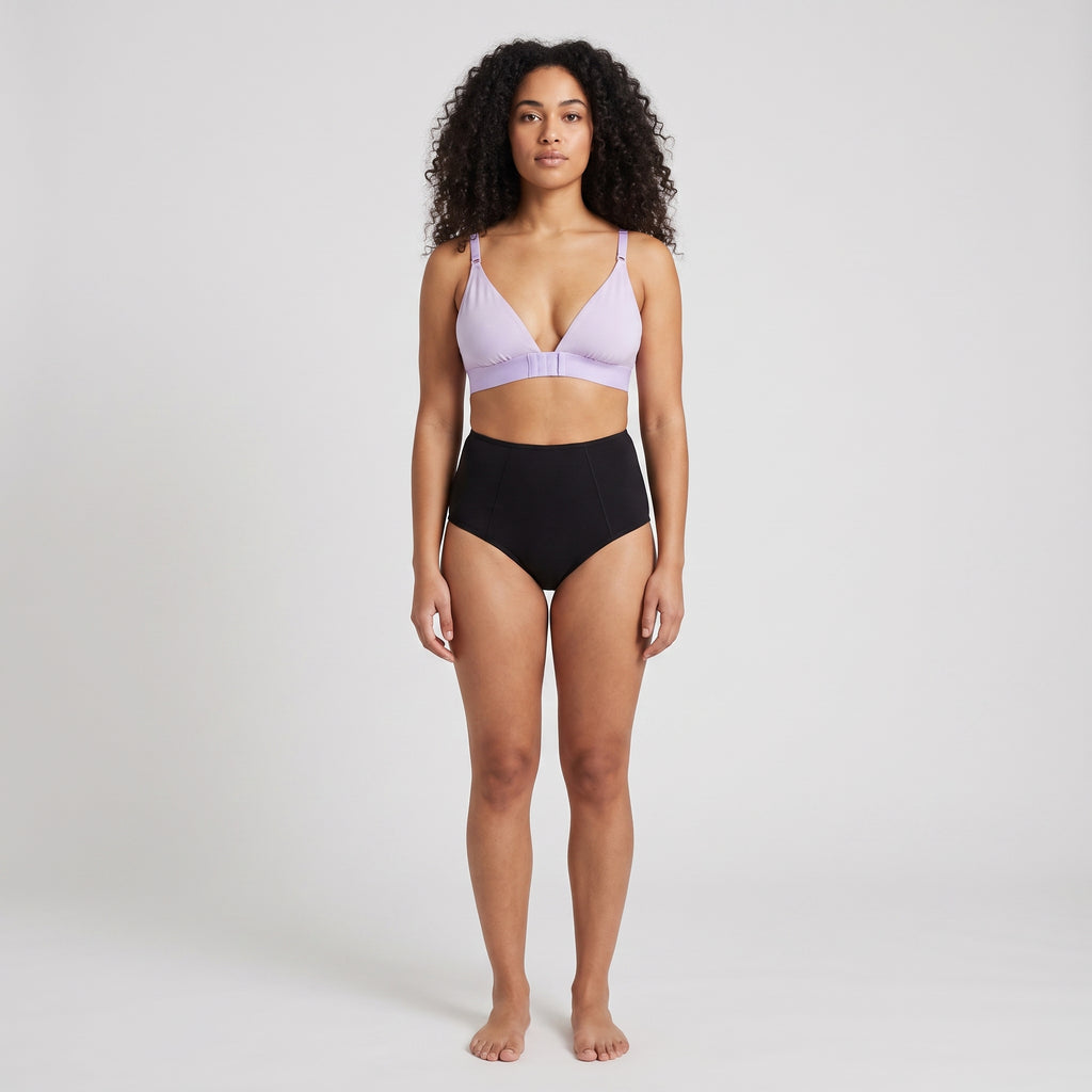 Triangle Bra + High-Waist Brief Set, worn, front view, second colourway