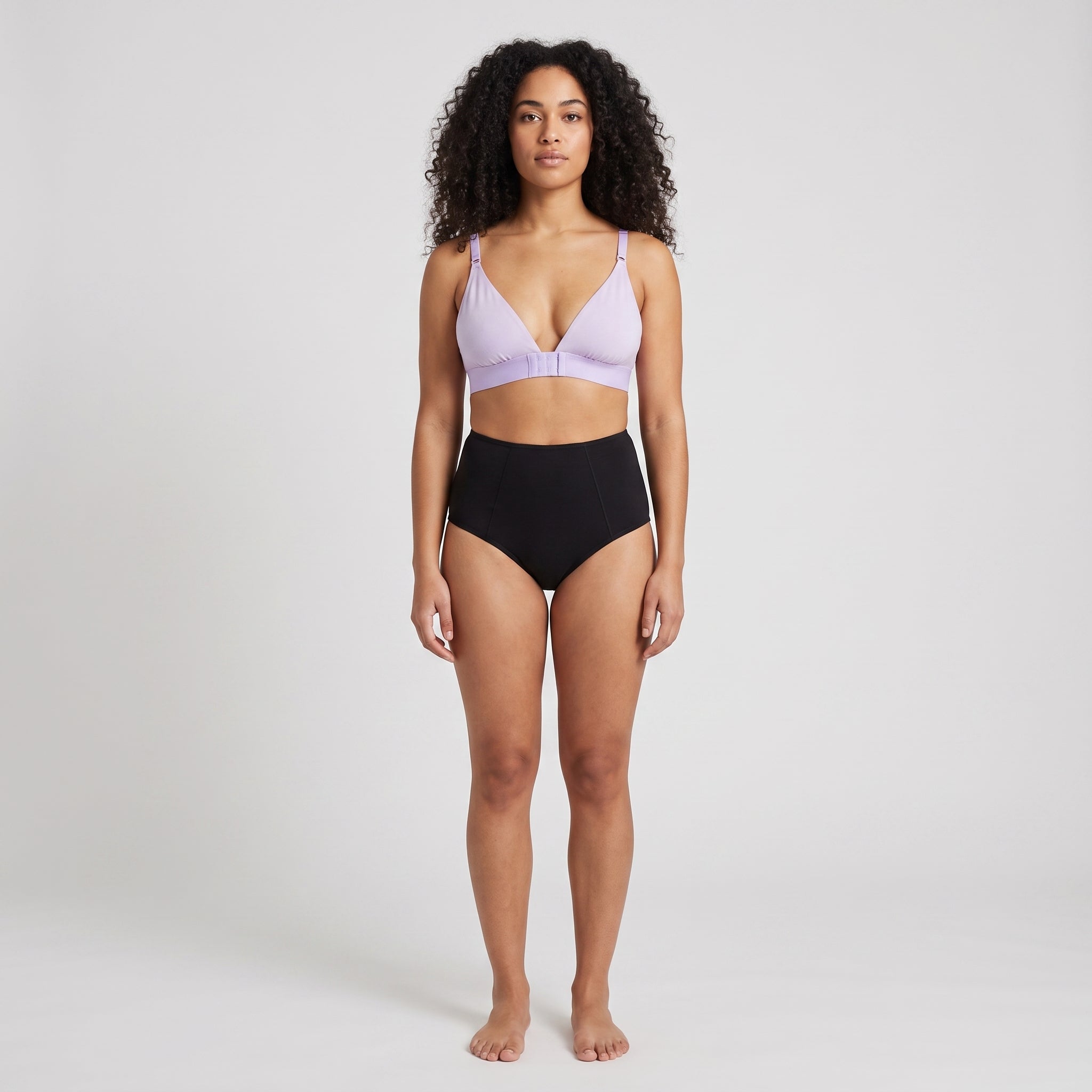 Triangle Bra + High-Waist Brief Set, worn, front view, second colourway