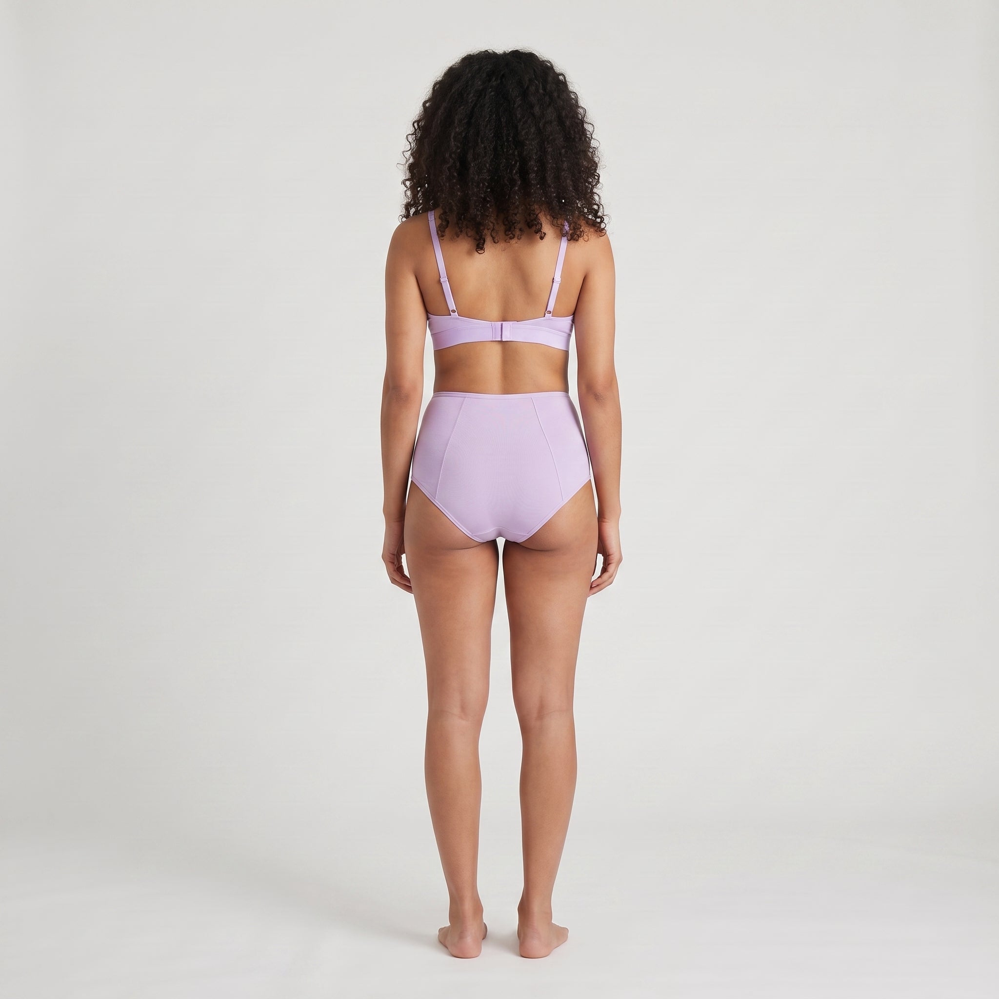 Triangle Bra + High-Waist Brief Set, worn, back view