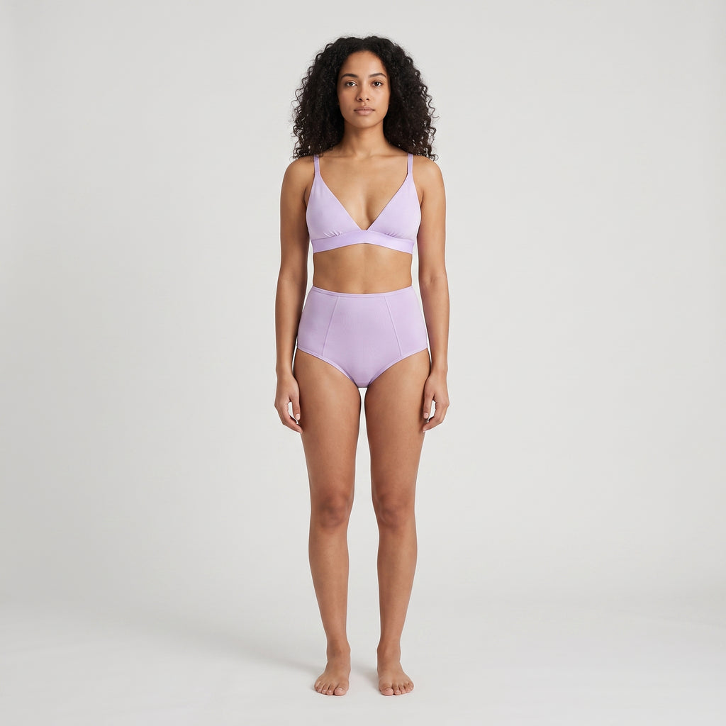 Triangle Bra + High-Waist Brief Set, worn, front view
