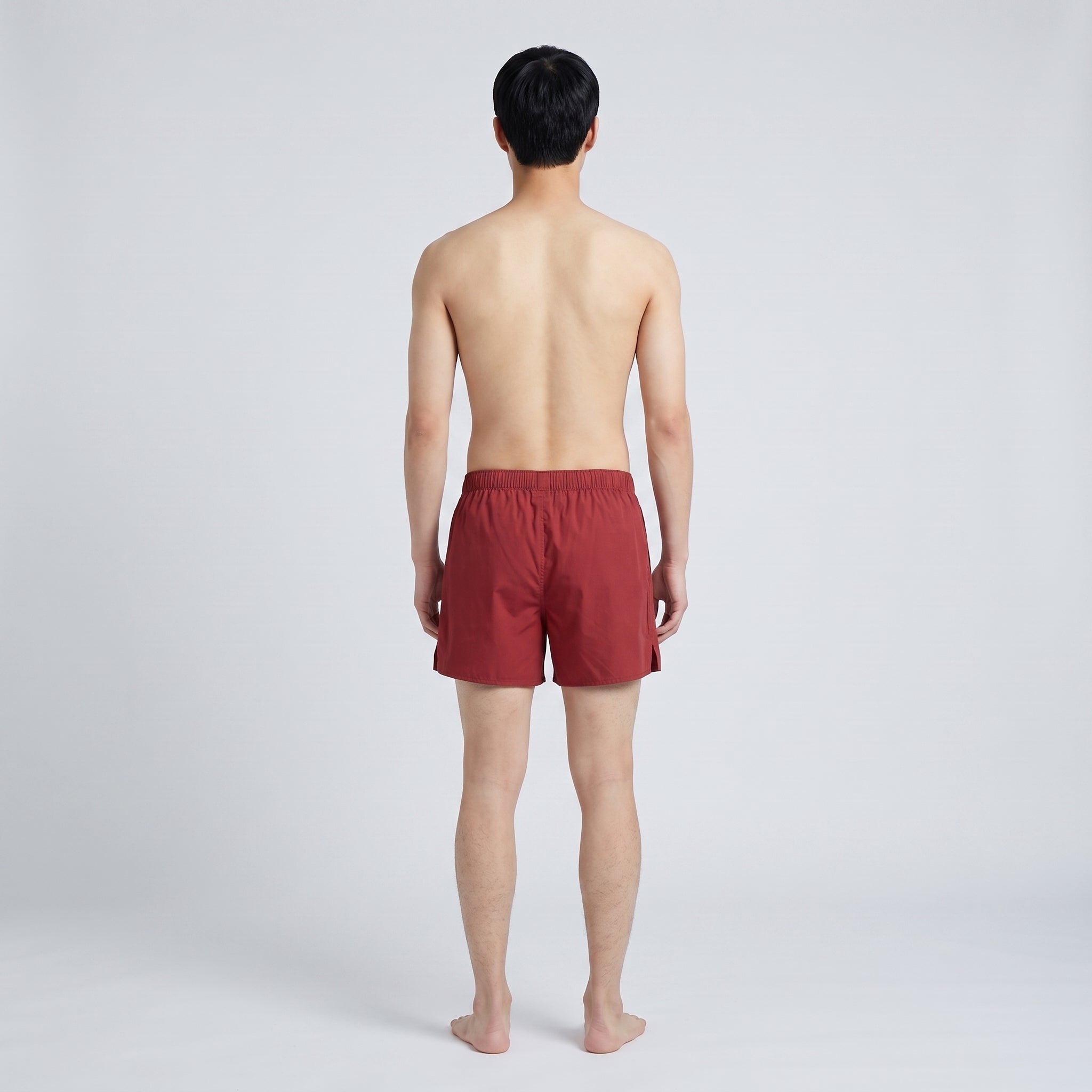 Unisex Cotton Boxer | Blue, Brick Red & White, worn, back view