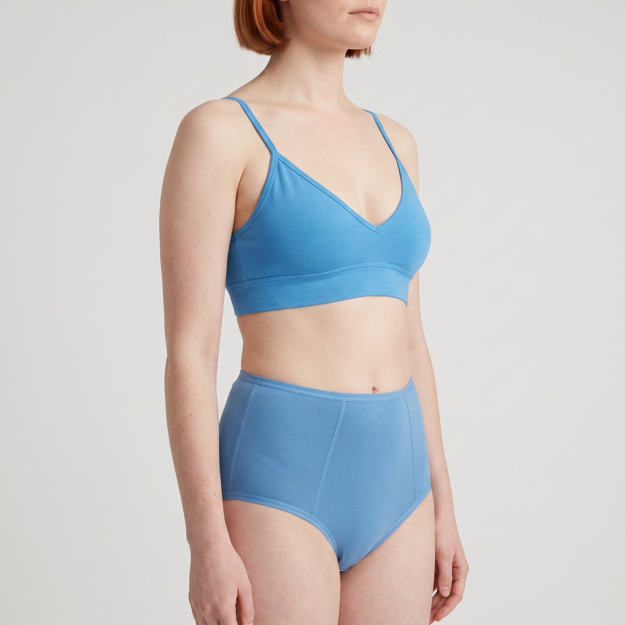 V-Neck Bra Top + High-Waist Brief Set, worn, close-up, second colourway