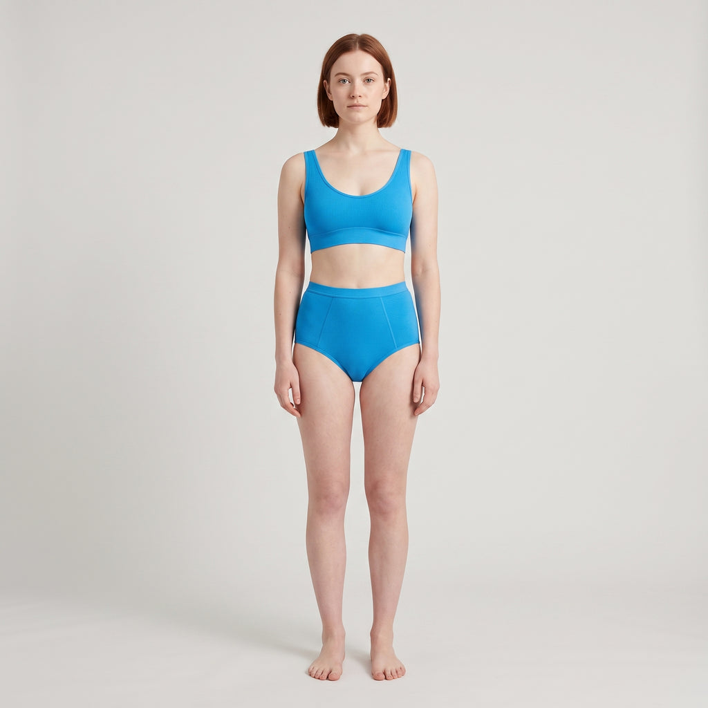 V-Neck Bra Top + High-Waist Brief Set, worn, front view