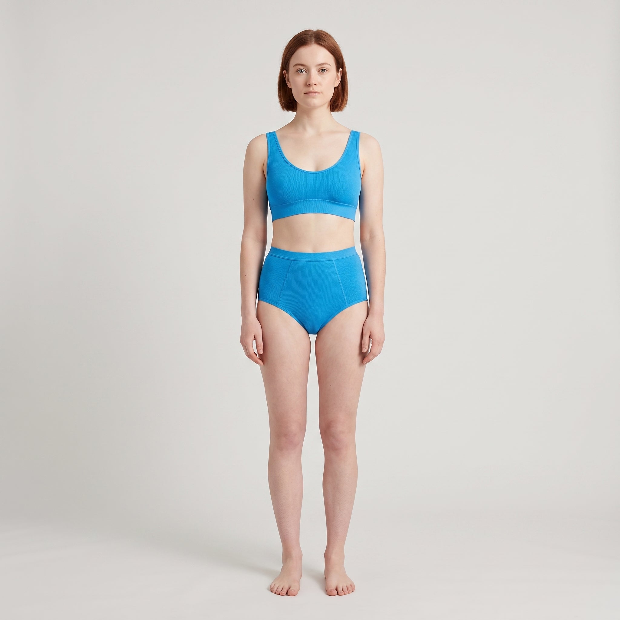 V-Neck Bra Top + High-Waist Brief Set, worn, front view