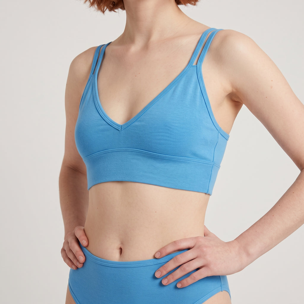 V-Neck Bra Top, worn, close-up
