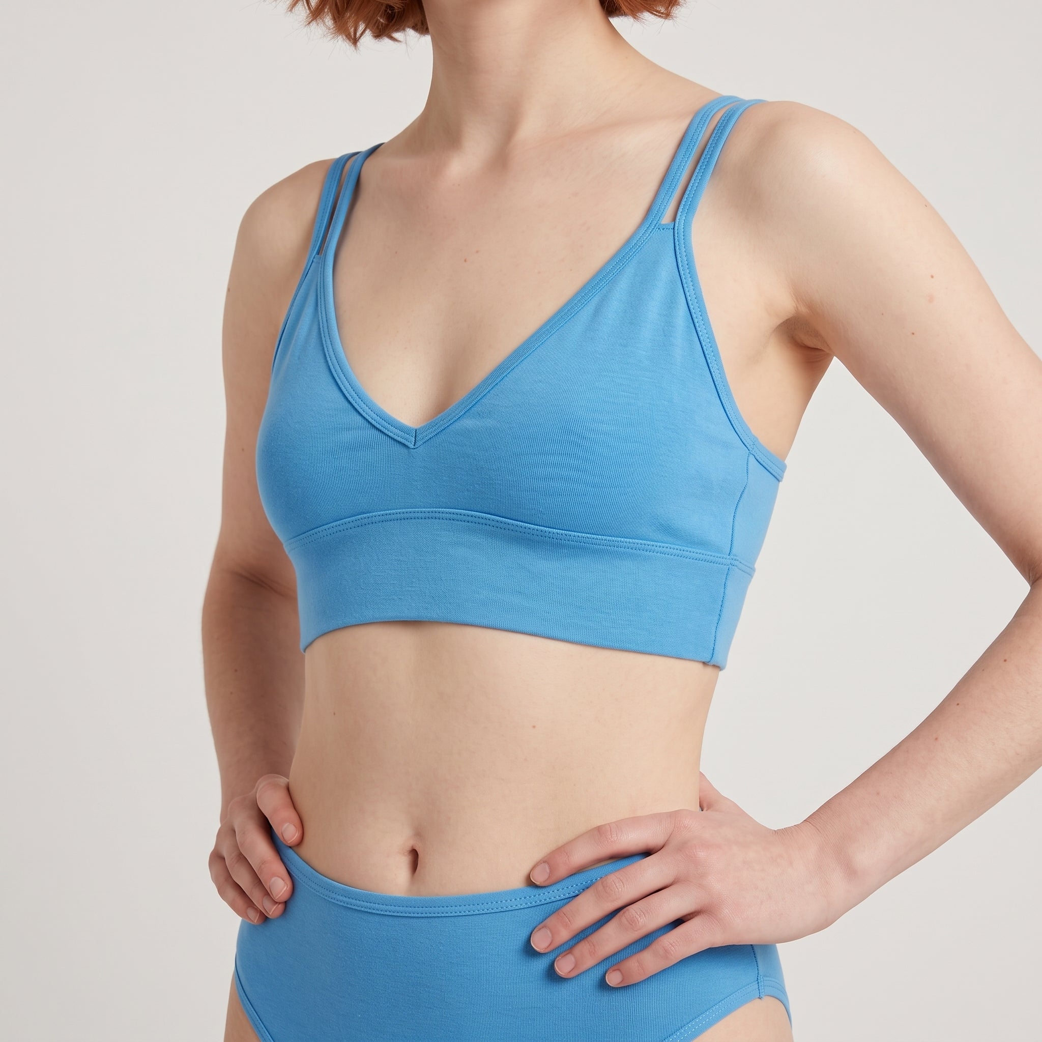 V-Neck Bra Top, worn, close-up